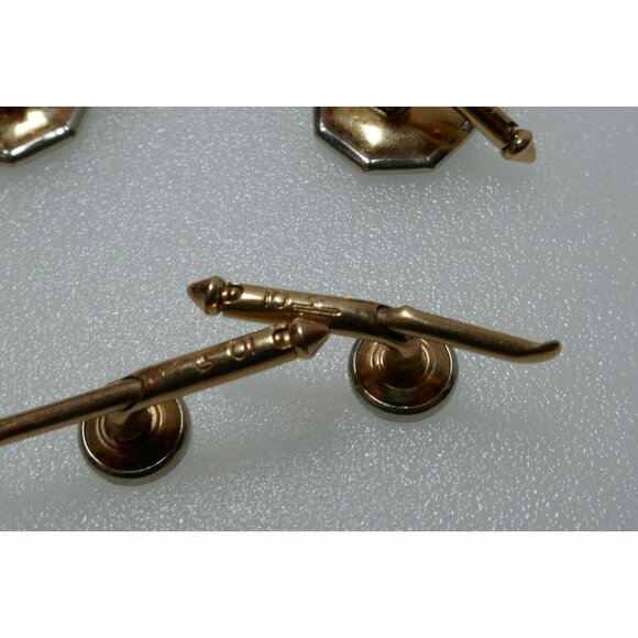Antique Art Deco Era Larter 10K Gold Men's Dress Set Abalone Cuff Links & Studs - Picture 4 of 9